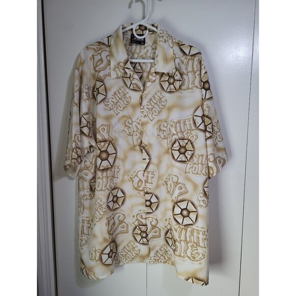 SOUTHPOLE Mens XL Button Up Short Sleeve Shirt Print y2k Streetwear Graffiti - Picture 2 of 8